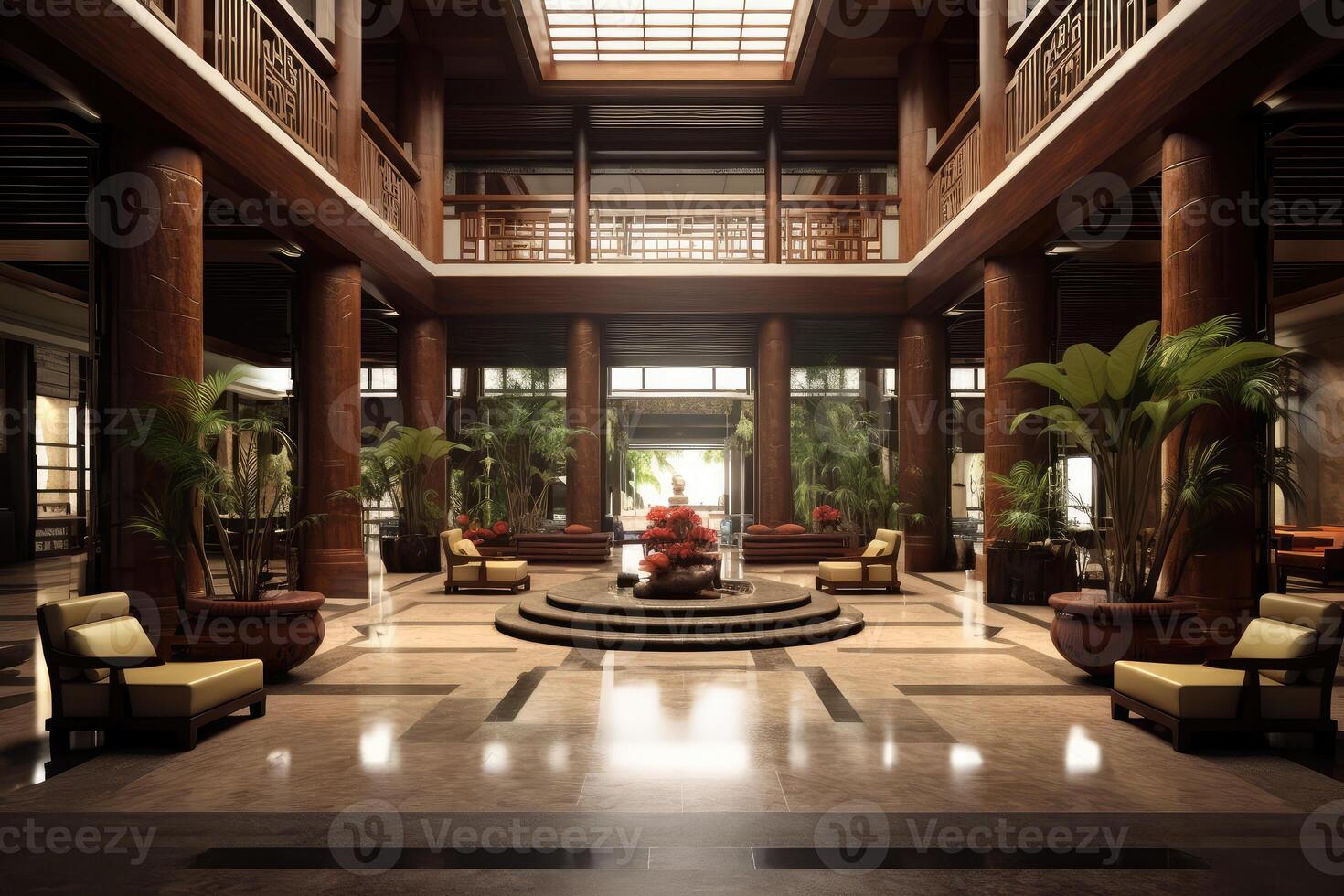 Hotel lobby with chinese style furniture profesional photograpy photo