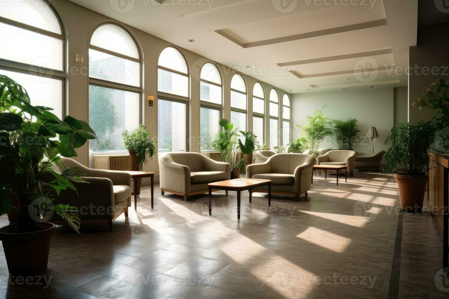 Hotel lobby with european style furniture profesional photograpy Ai Generated photo