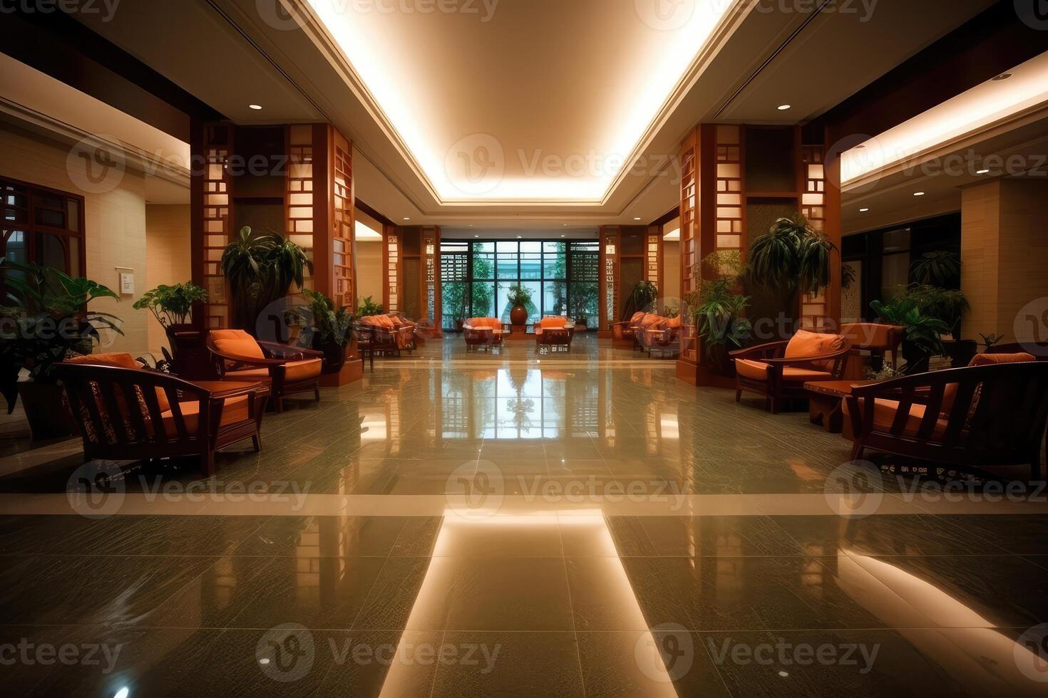 Hotel lobby with chinese style furniture profesional photograpy photo
