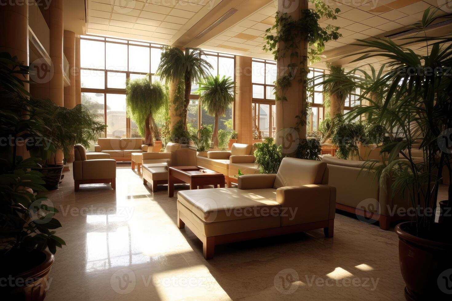 Hotel lobby with european style furniture profesional photograpy Ai Generated photo