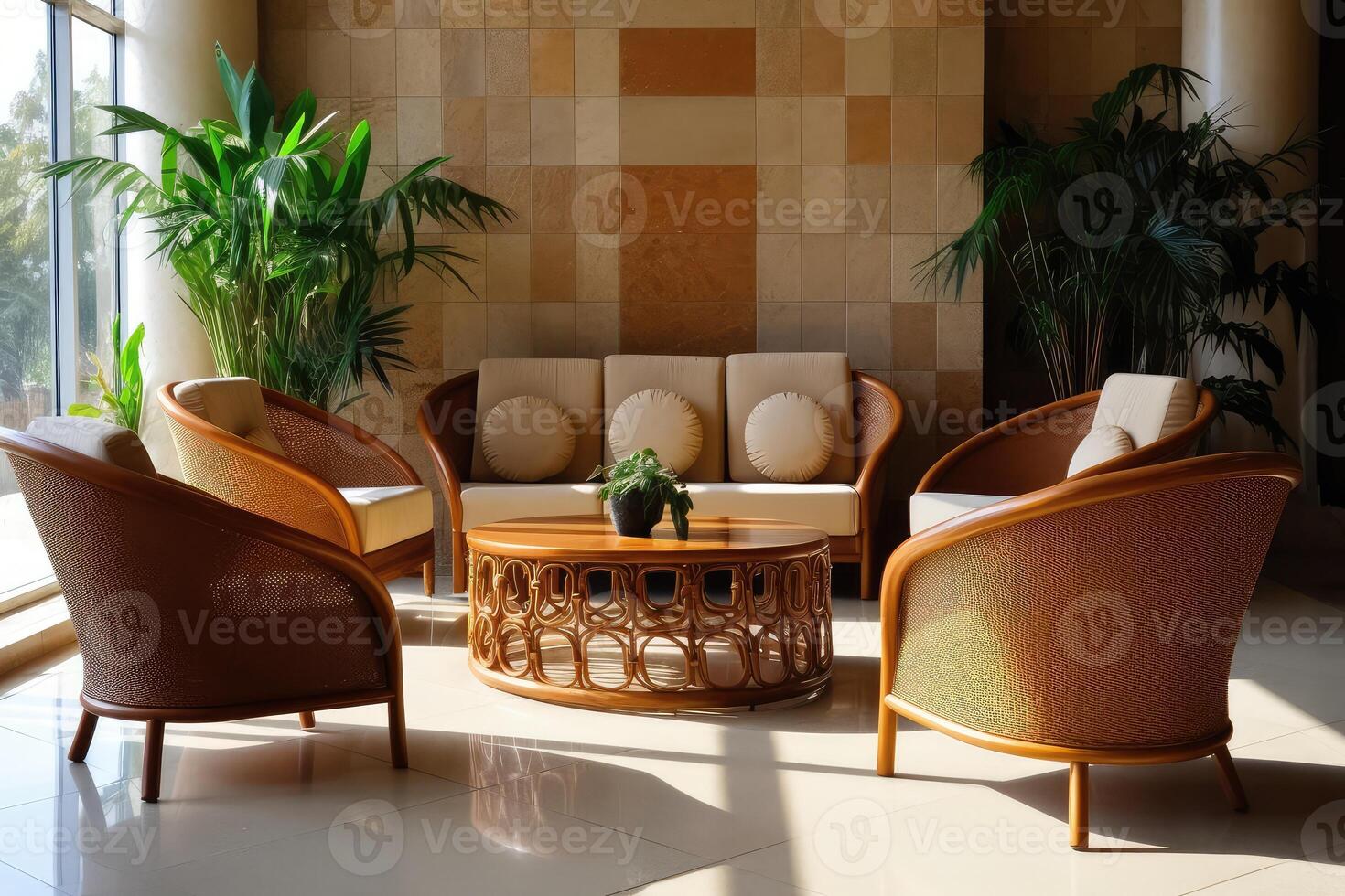 Hotel lobby with western style furniture profesional photograpy Ai Generated photo