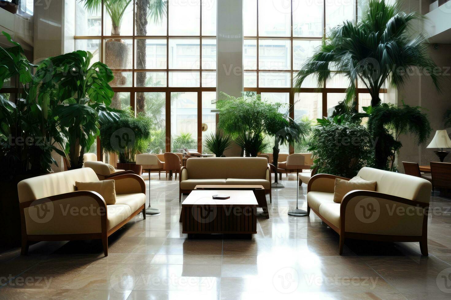 Hotel lobby with european style furniture profesional photograpy Ai Generated photo