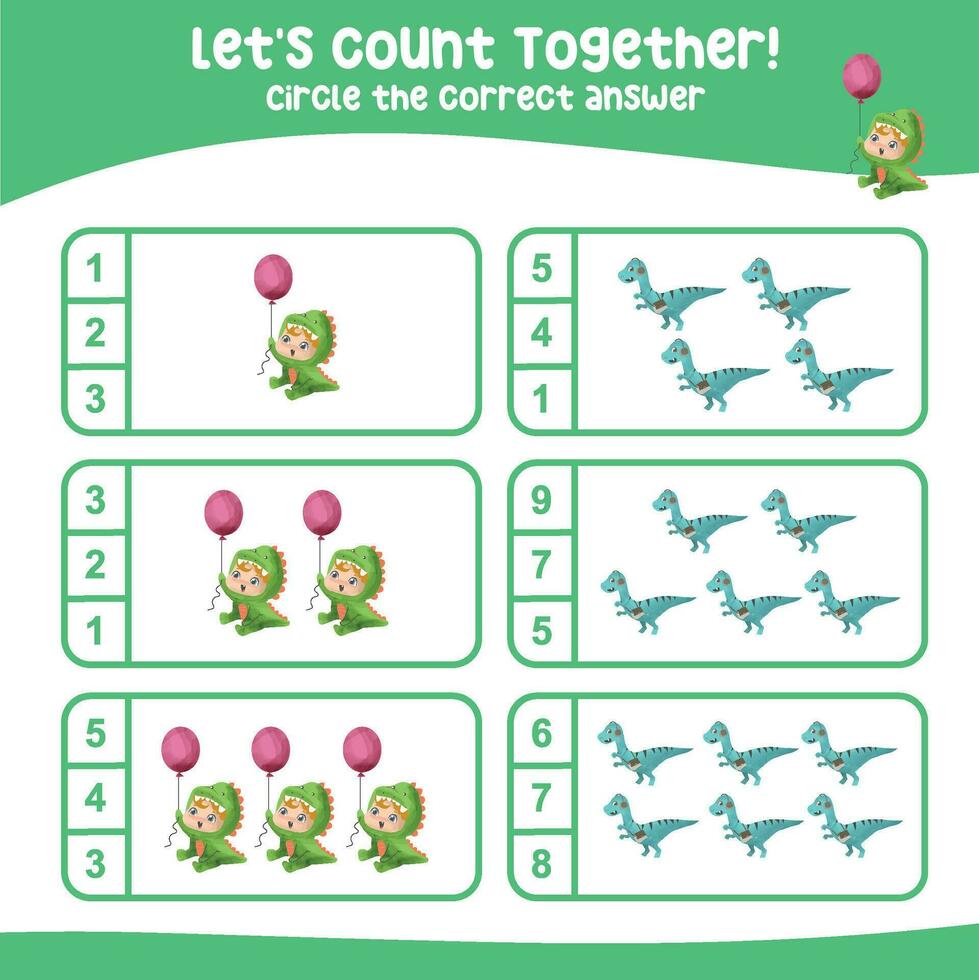 vamos contar juntos hoja de cálculo. educativo imprimible matemáticas hoja de cálculo. matemáticas juego para niños. matemático tarea. niños actividad hoja. vector ilustración