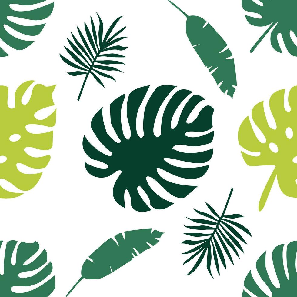 Tropical leaves seamless pattern. Vector design