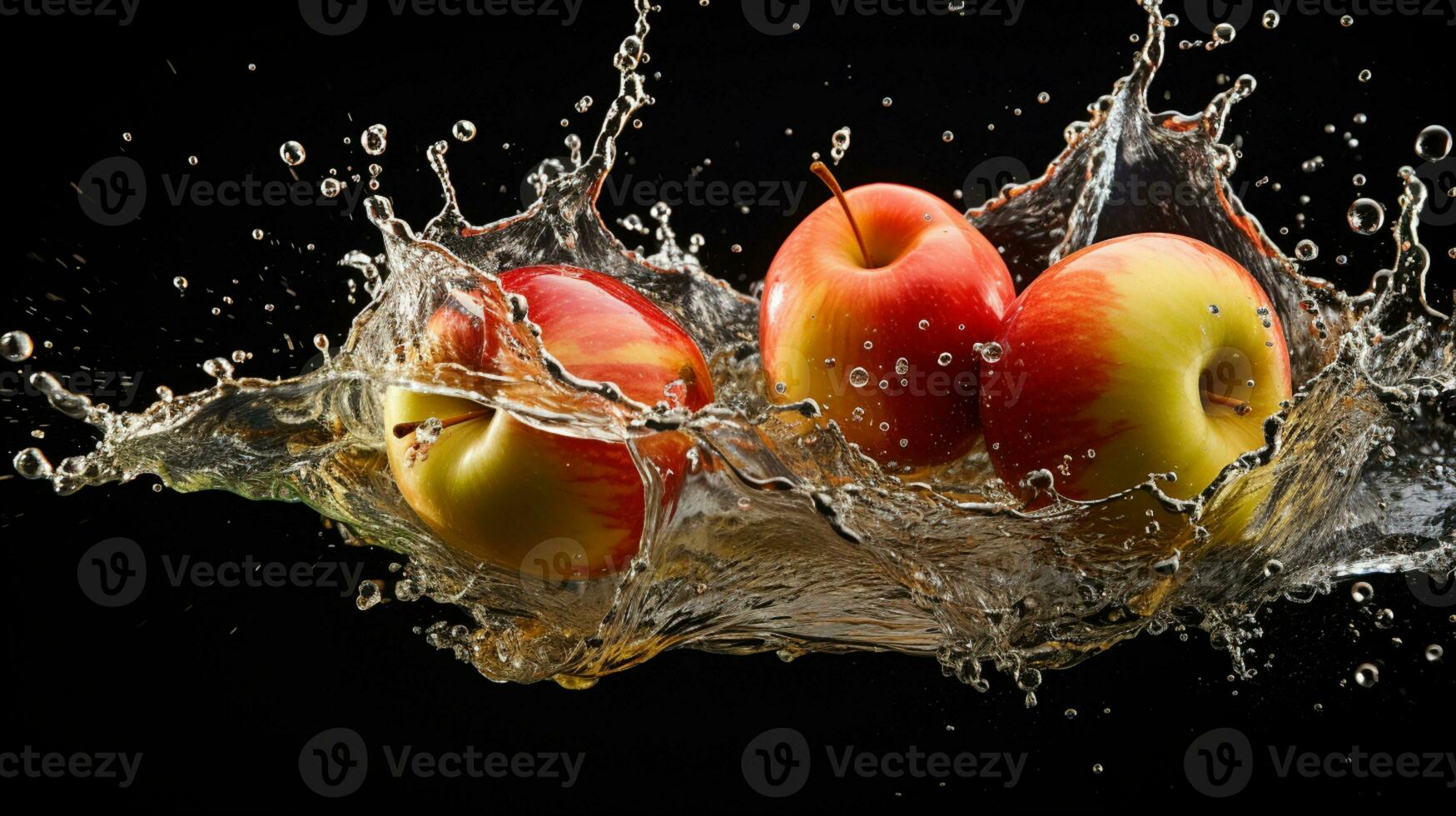 Fresh juicy apple fruit with water splash isolated on background, Healthy Fruit, AI Generative photo