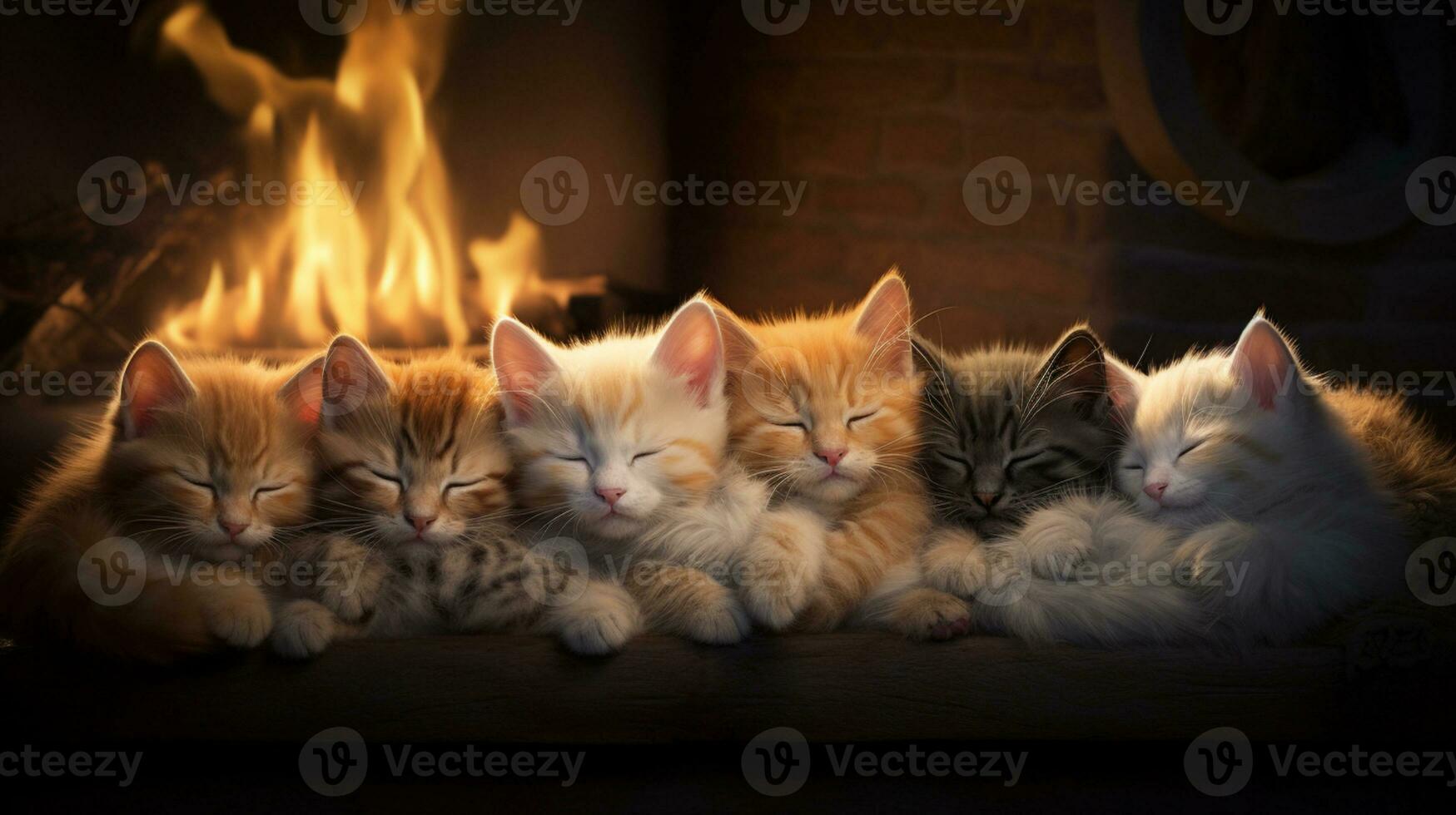 peacefully sleeping baby cat, cozy cute kitten napping photo