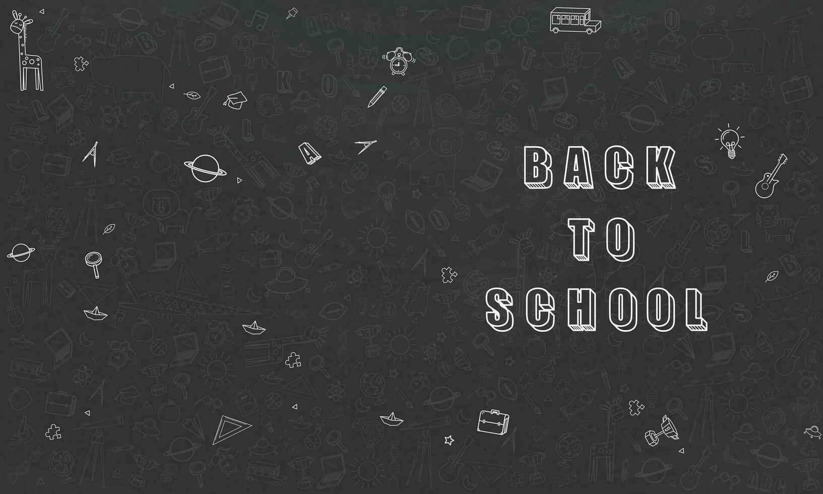 Concept of Education Home School background chalkboard with different stuff. Welcome back to school design vector. vector