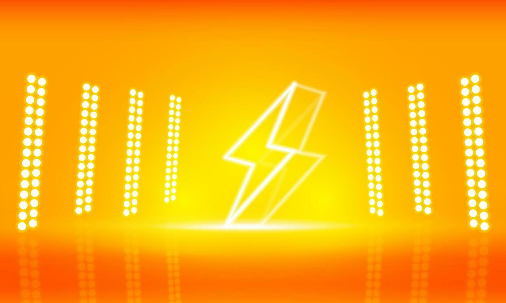 bolt golden lights on the stage light floodlights vector design.