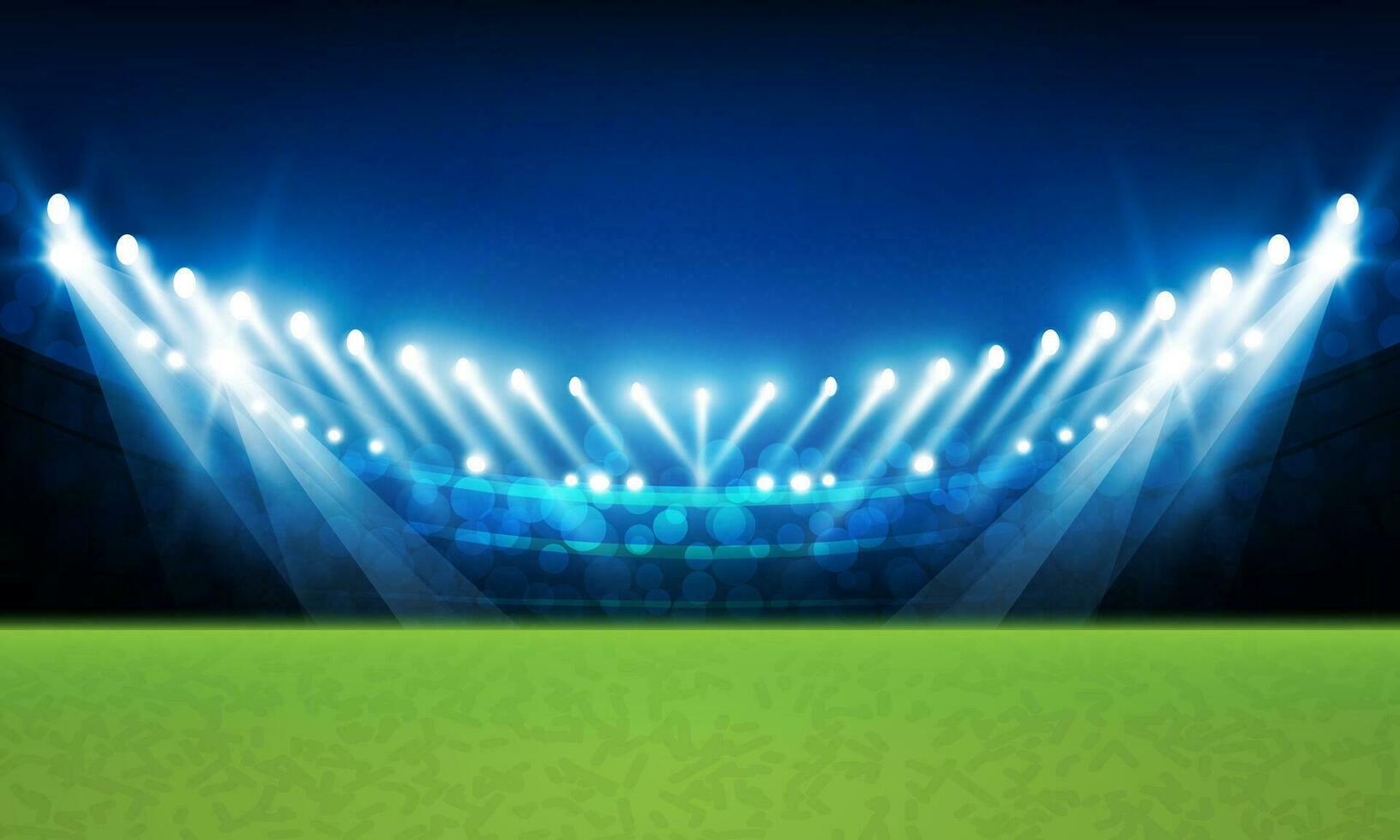 Football arena field with bright stadium lights vector design Vector illumination