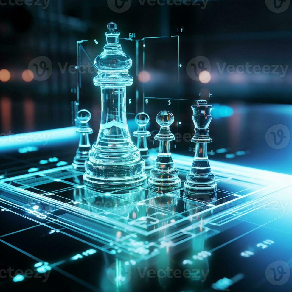 Close-up of a game of chess technology design display Business Management Performance and Financial Flows, strategy board game, problem solving photo