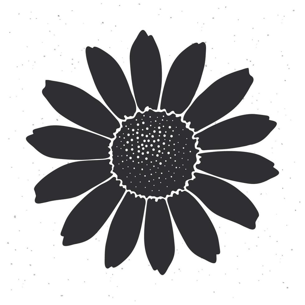 Silhouette illustration of flower daisy. Hand drawn vector template