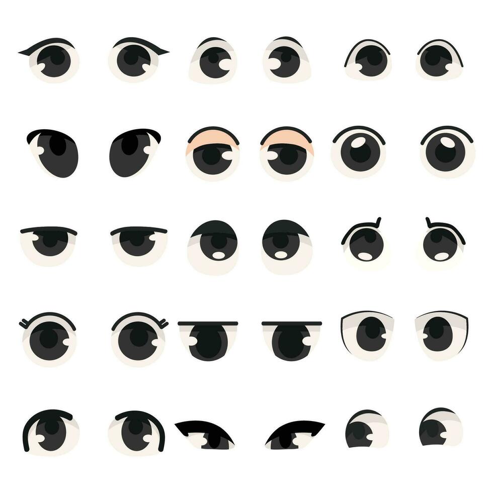 hand drawn eyes cartoon emotion vector