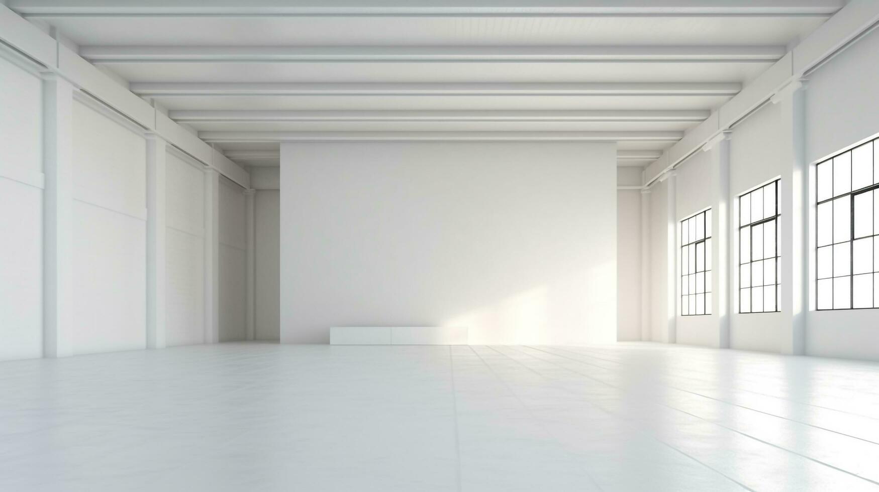 Generative ai image of a minimal white warehouse interior photo