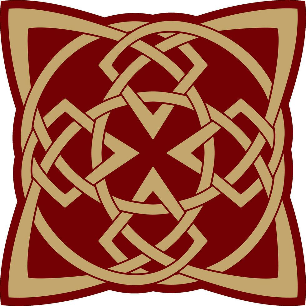 vector oro y rojo céltico nudo. ornamento de antiguo europeo pueblos el firmar y símbolo de el irlandesa, escocés, británicos, francos