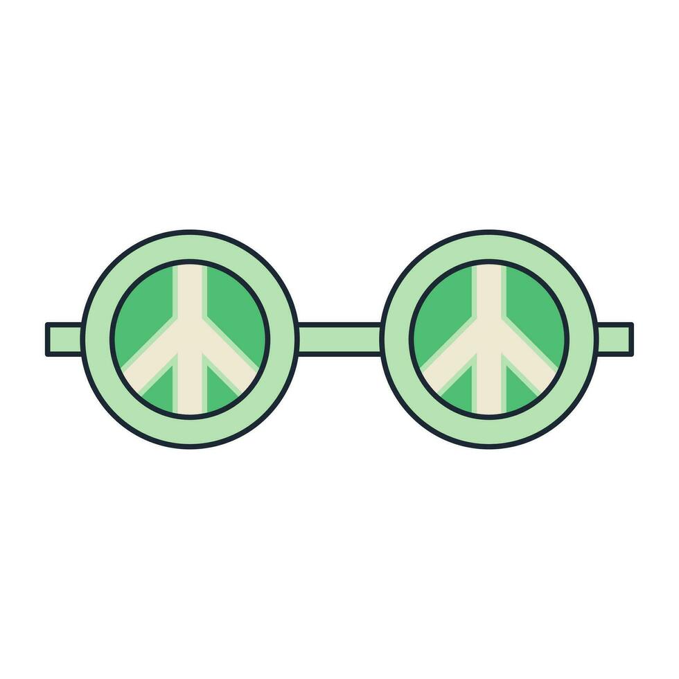Groovy Sunglasses in Retro Hippie Style . Geometric Abstract Vector Eyewear in 1970s. Vector Flat illustration.