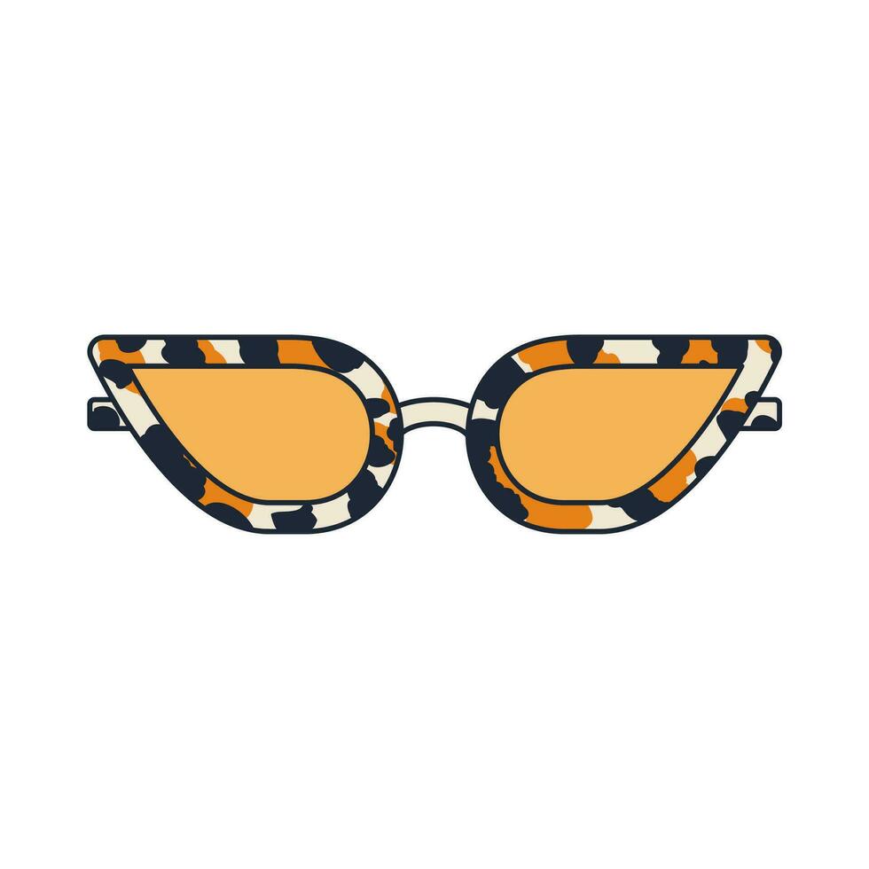 Groovy Sunglasses in Retro Hippie Style . Geometric Abstract Vector Eyewear in 1970s. Vector Flat illustration.