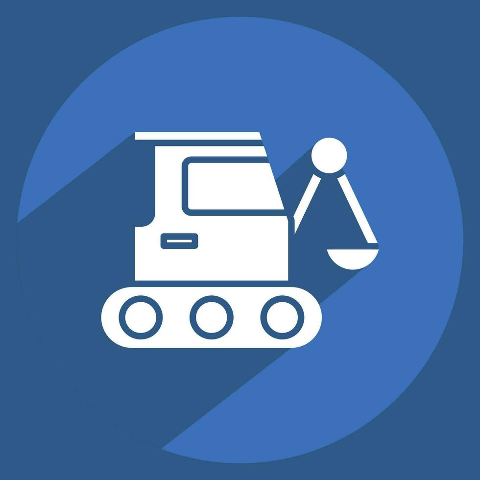 Icon Excavator. related to Building Material symbol. long shadow style. simple design editable. simple illustration vector