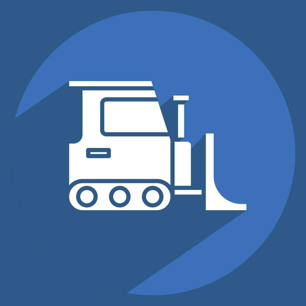 Icon Bulldozer. related to Building Material symbol. long shadow style. simple design editable. simple illustration vector