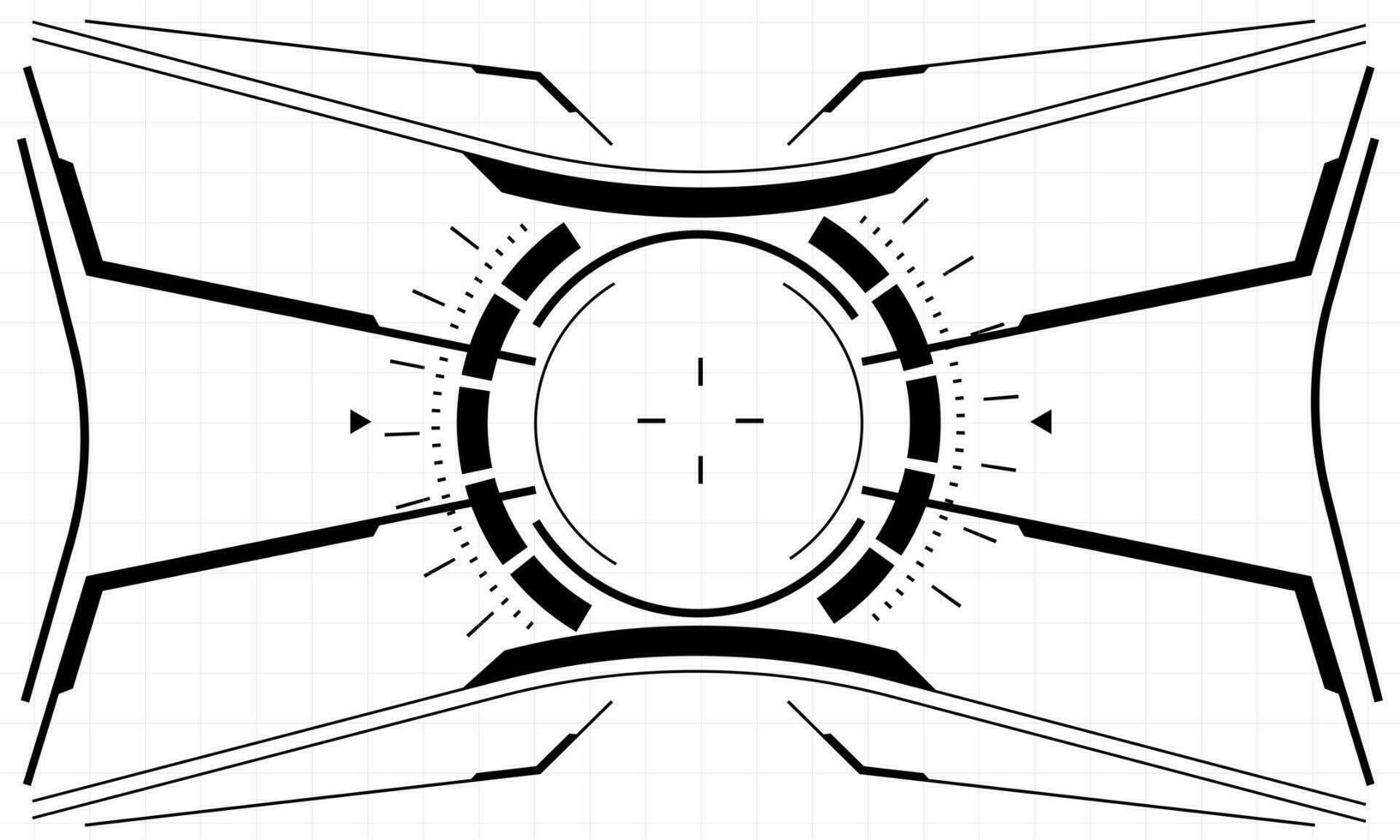 hud ciencia ficción interfaz pantalla ver negro geométrico en blanco diseño virtual realidad futurista tecnología creativo monitor vector