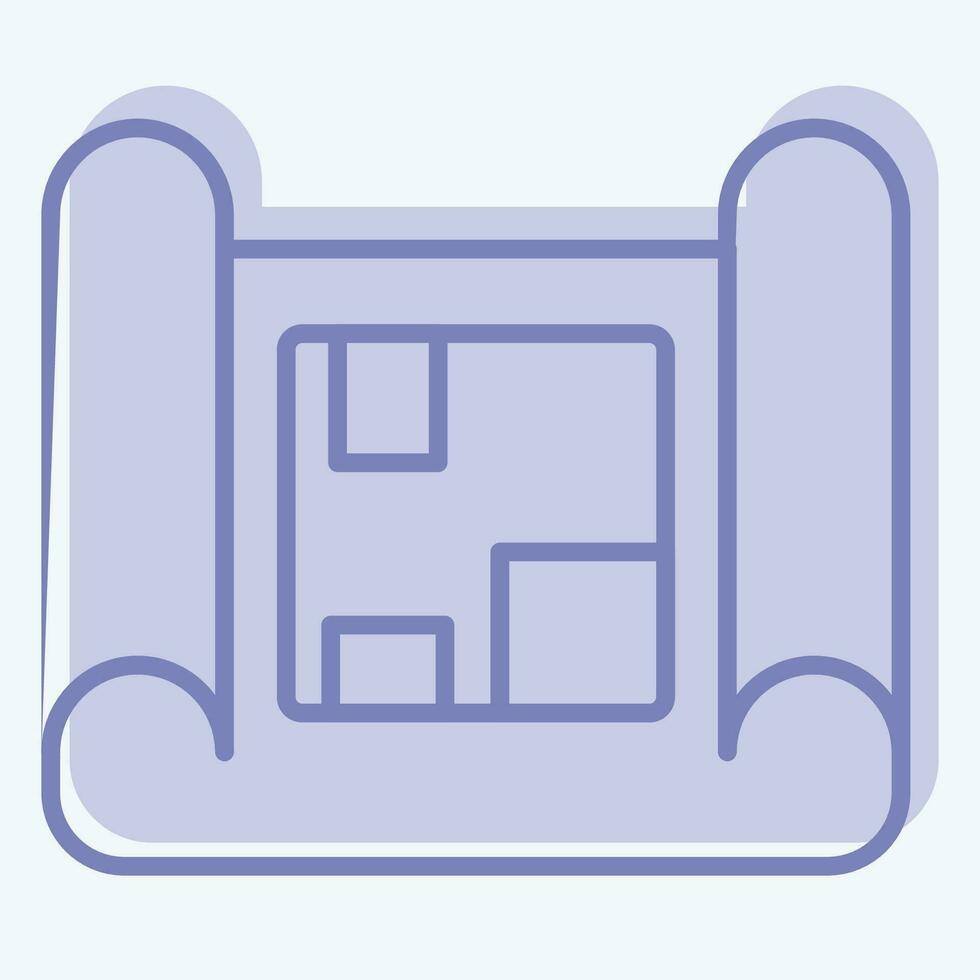 Icon Blue Print. related to Building Material symbol. two tone style. simple design editable. simple illustration vector