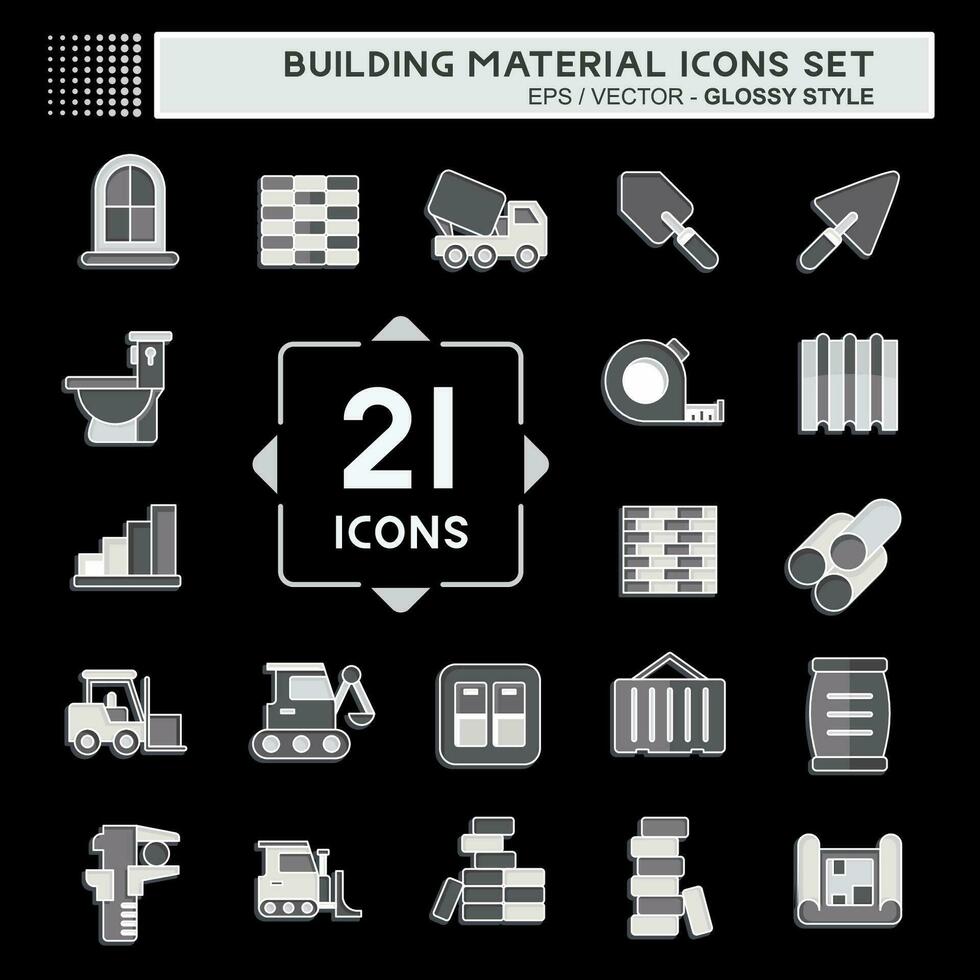 Icon Set Building Material. related to Education symbol. glossy style. simple design editable. simple illustration vector