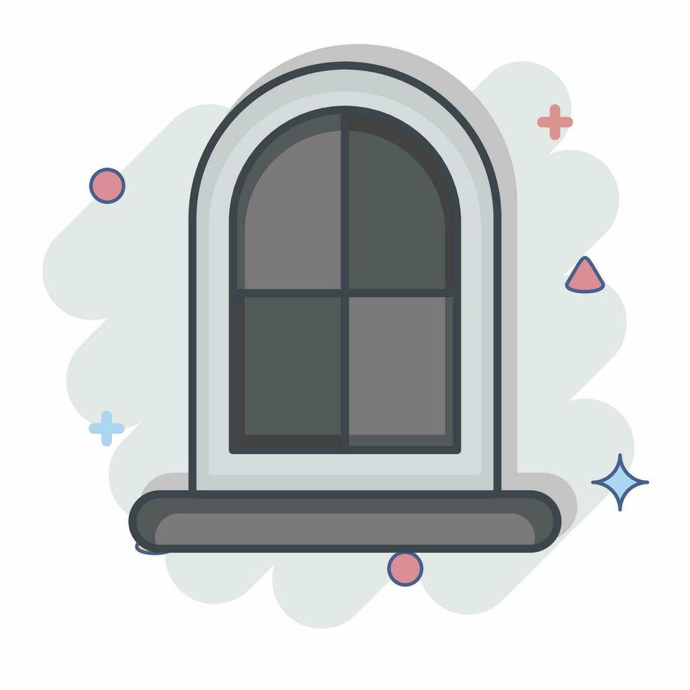 Icon Window. related to Building Material symbol. comic style. simple design editable. simple illustration vector