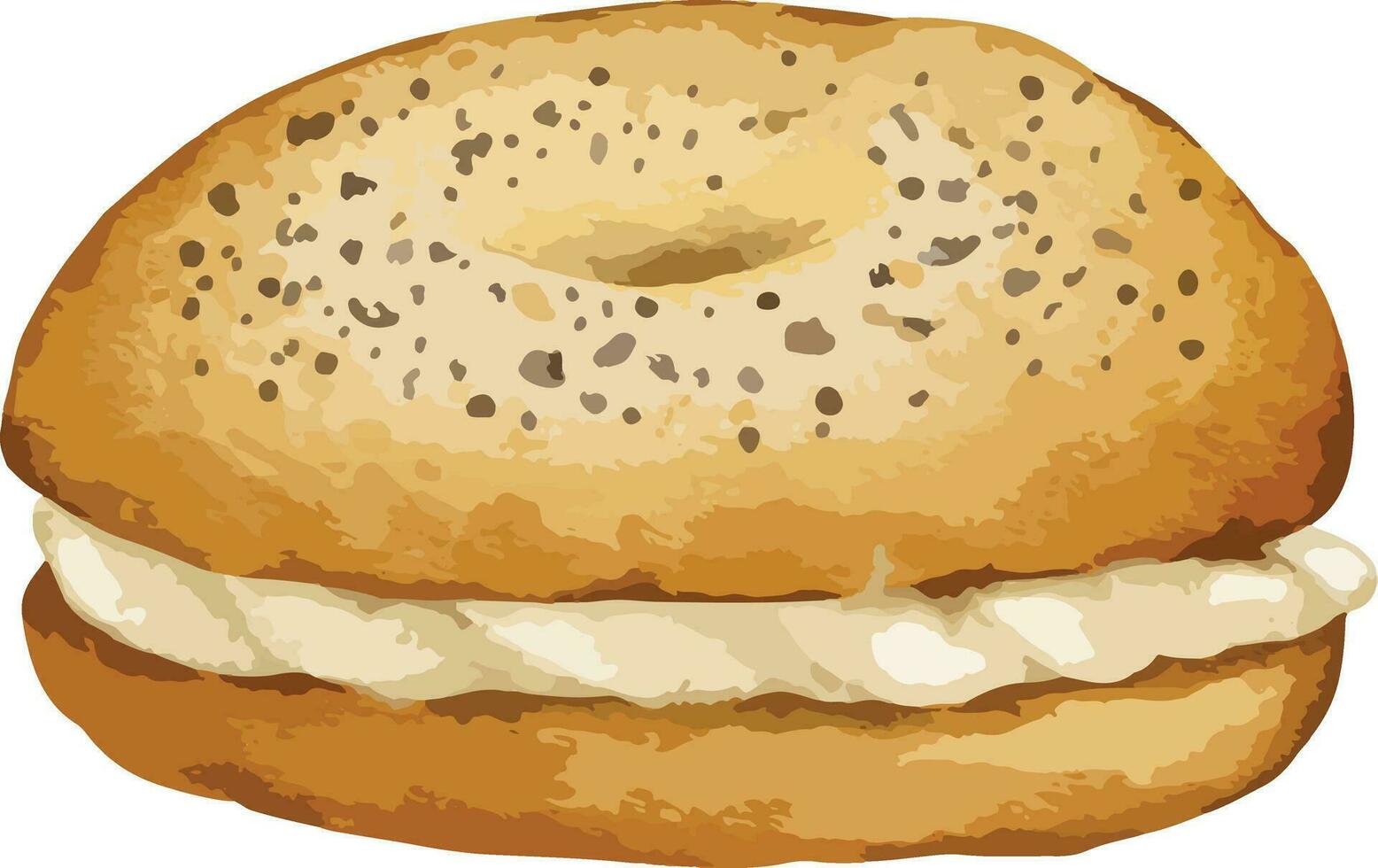 bagel Hand drawn watercolor illustration isolated element vector