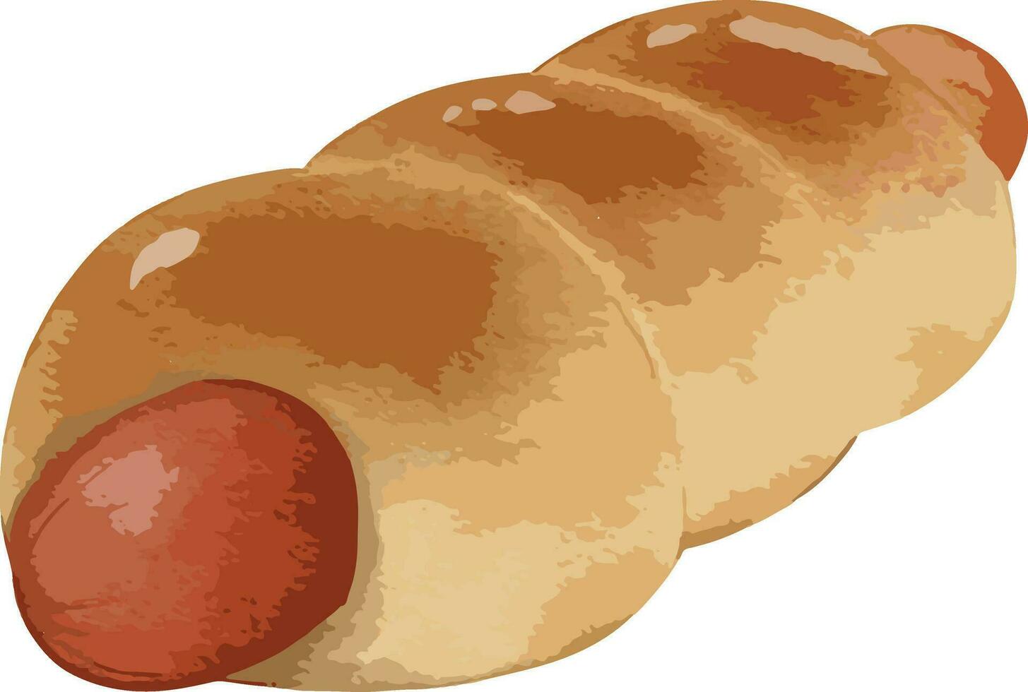 sausage bun Hand drawn watercolor illustration isolated element vector