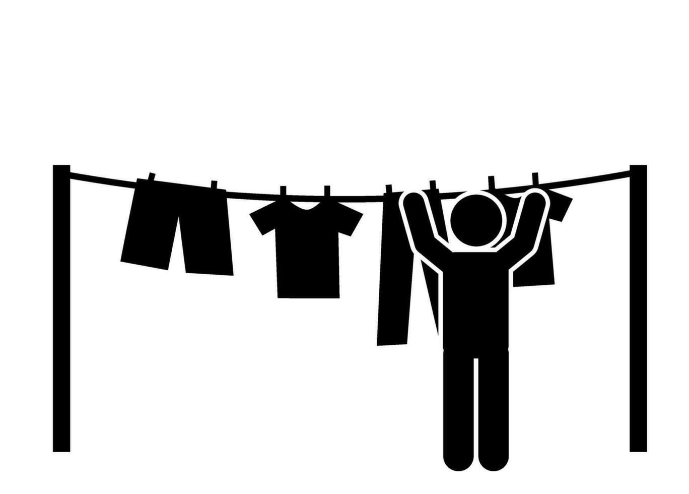 vector illustration of people drying and washing clothes