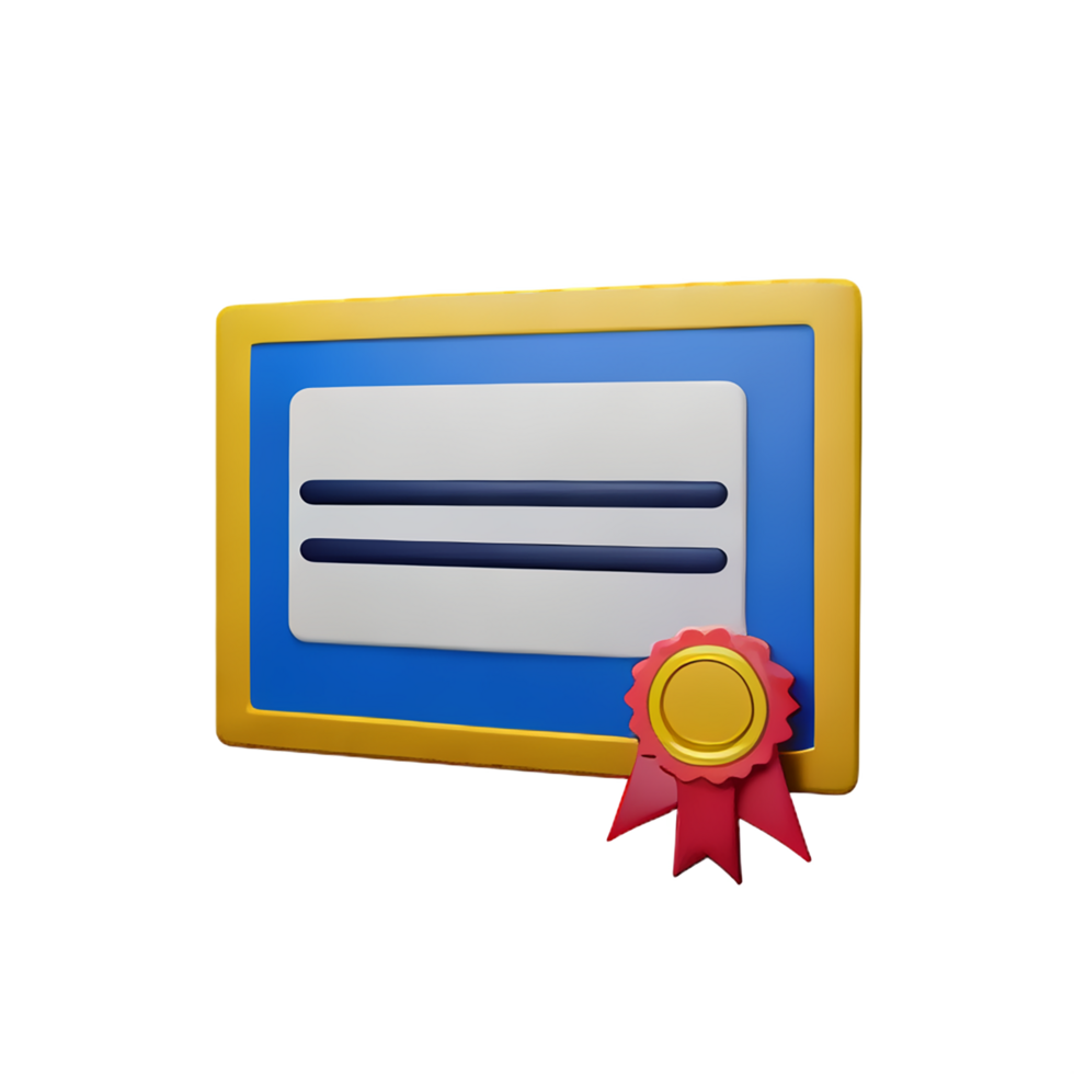 certificate 3d rendering icon illustration png