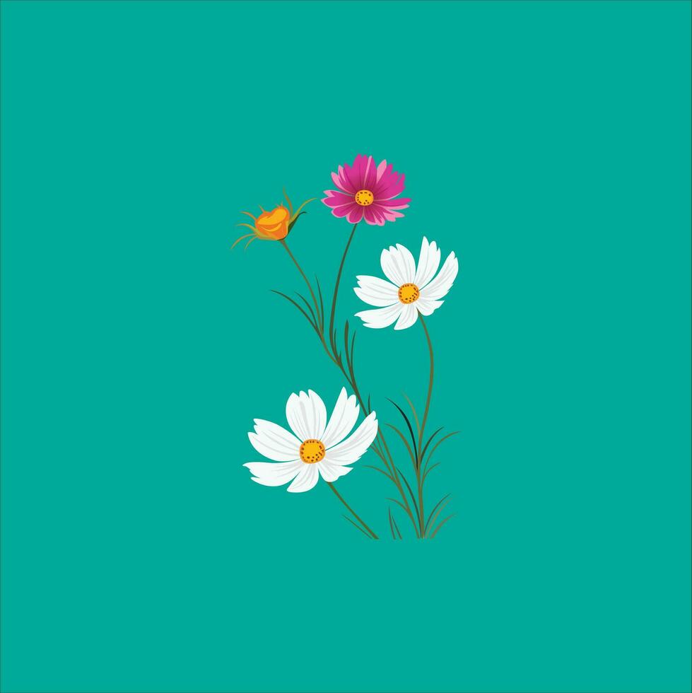 Flat flower vector Illustration Hand Drawn outline