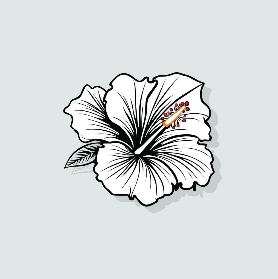 Flat flower vector Illustration Hand Drawn outline