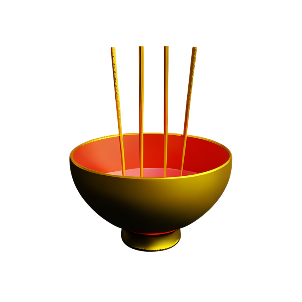 chinese new year icon rice bowl with chopsticks 3d png