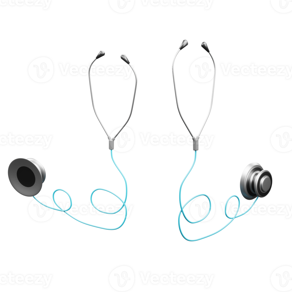 3D rendering of stethoscope, Medical equipment concept png