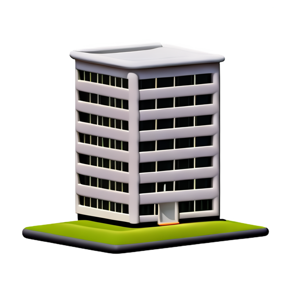 edificio 3d representación icono ilustración png