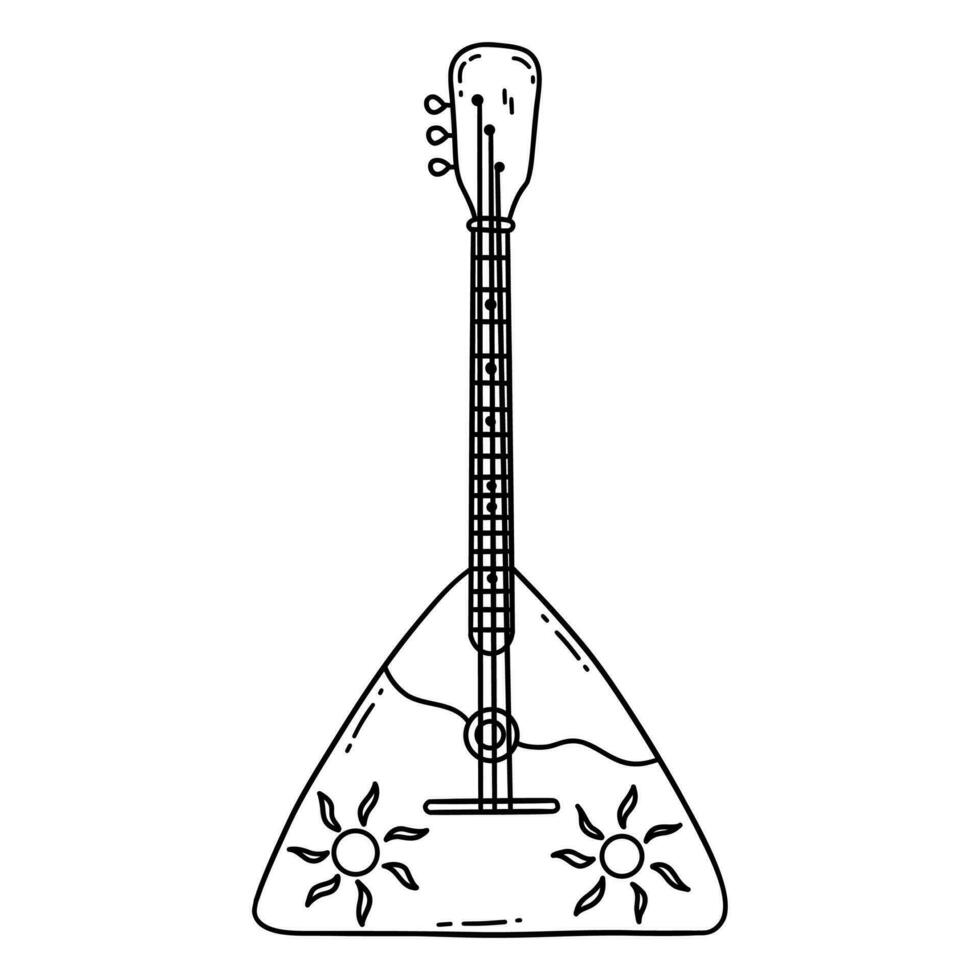 Balalaika. Russian folk musical instrument. Vector doodle