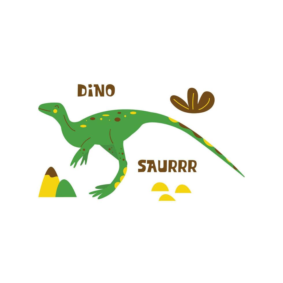 Dinosaur Gallimimus. Colorful vector isolated illustration hand drawn