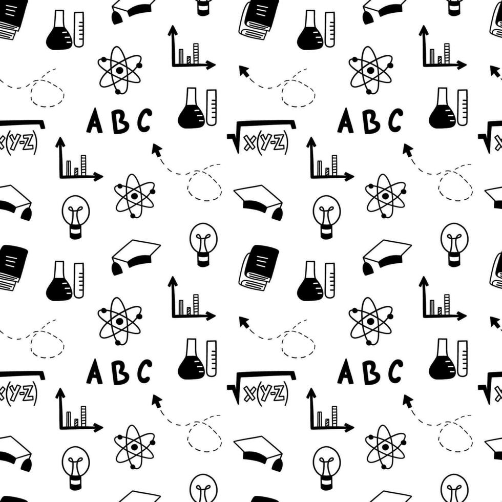 Seamless pattern with education elements. Vector doodle