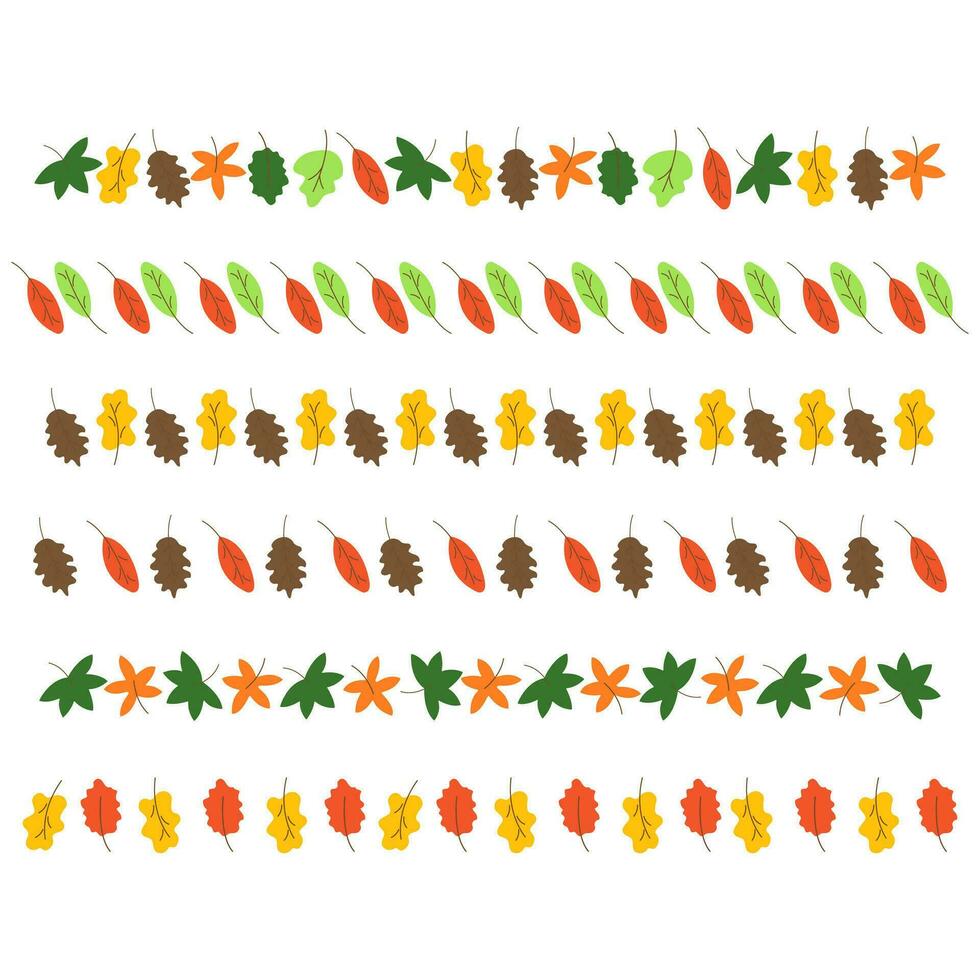 Set of autumn leaves of different trees. Vector