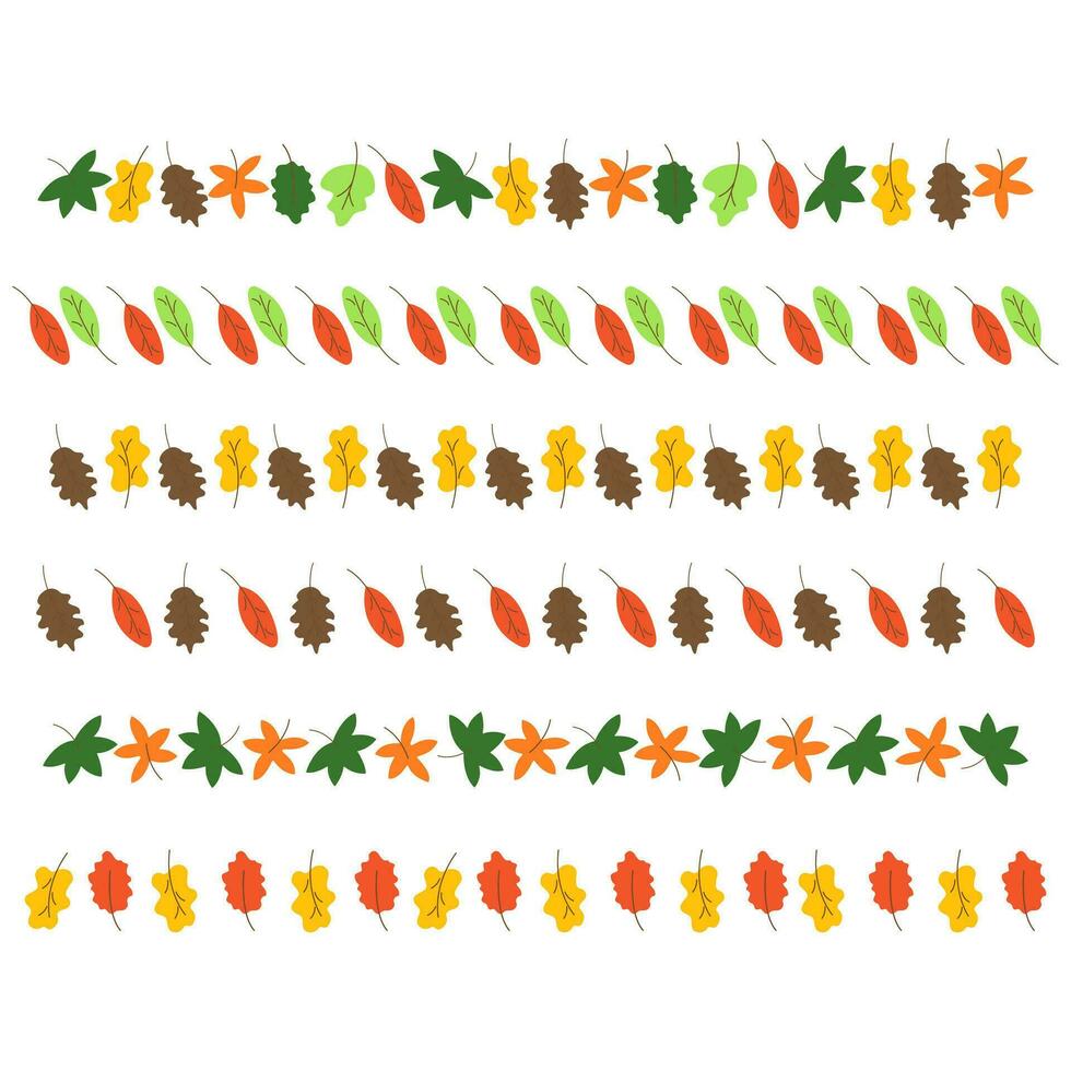 conjunto de otoño hojas de diferente arboles vector