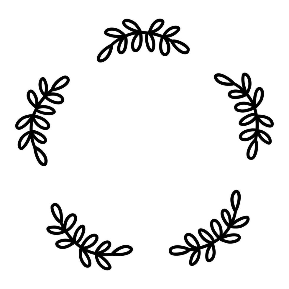 Round frame with botanical branches. Vector card