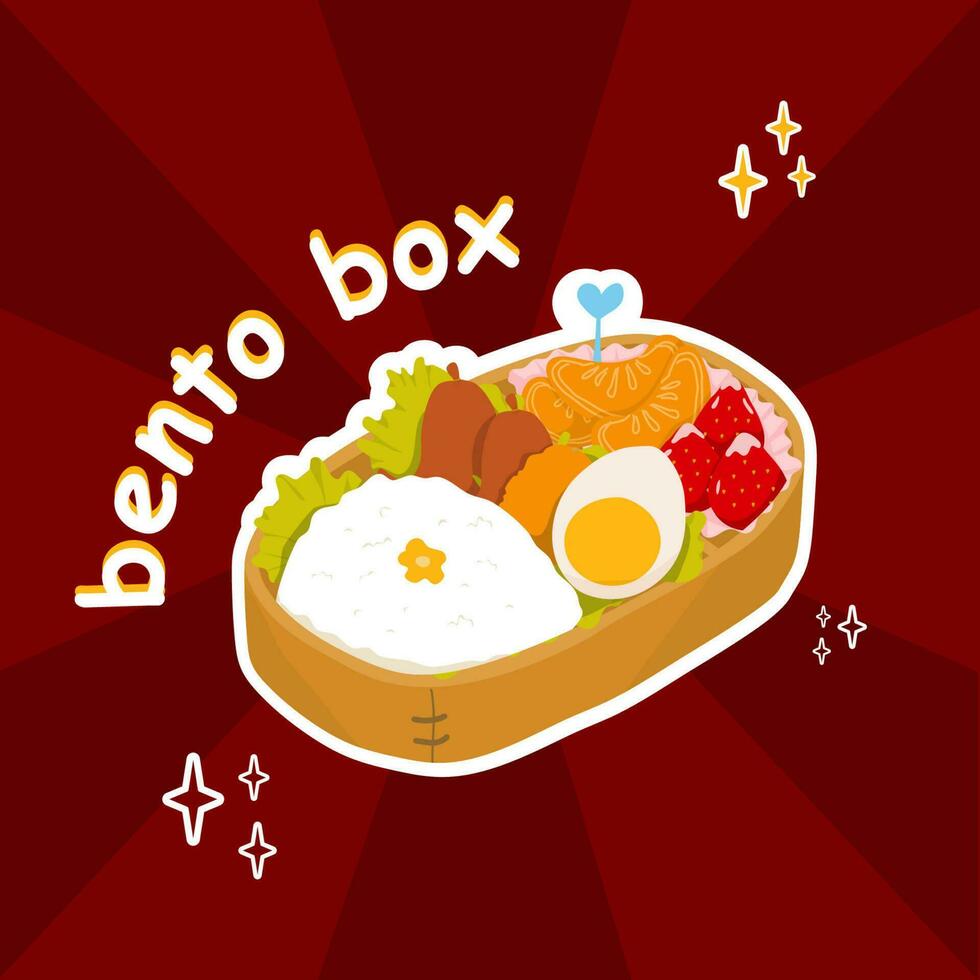 Free vector illustration kawaii bento Japanese lunchbox