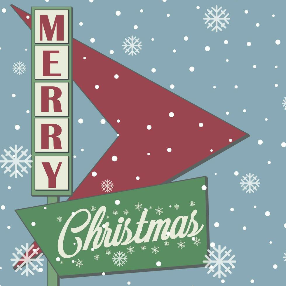 Retro Christmas background with snowflakes. Happy New Year. Direction for the New Year. Vintage greeting card, sticker, banner. Vector illustration