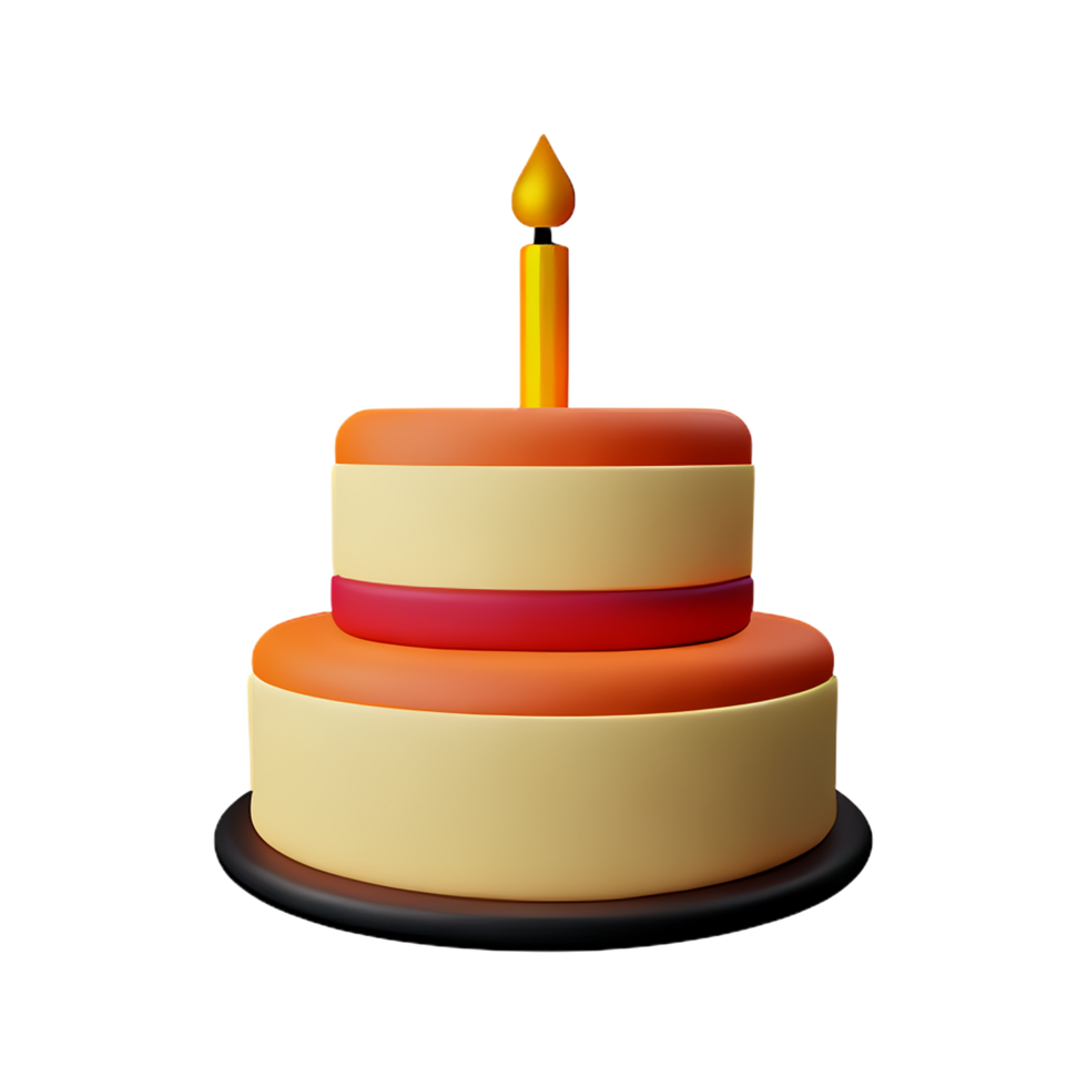 Birthday cake 3d rendering icon illustration png