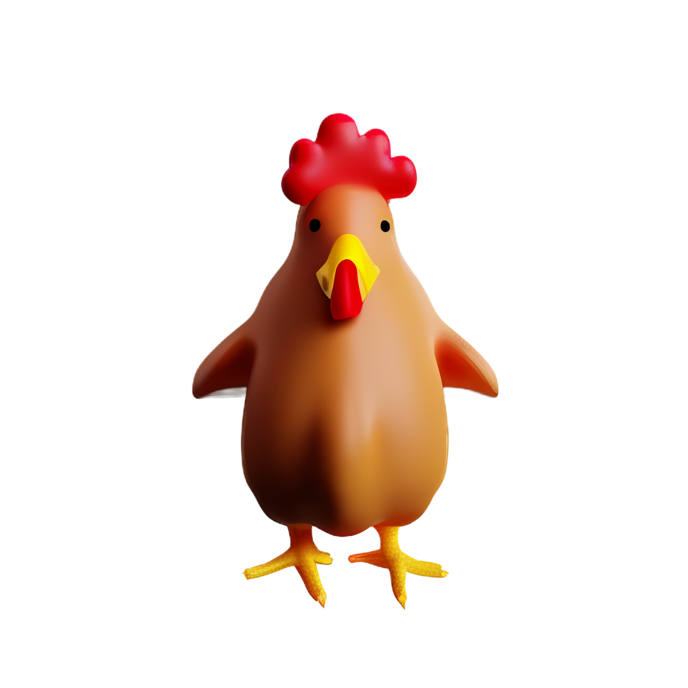 chicken 3d rendering icon illustration png