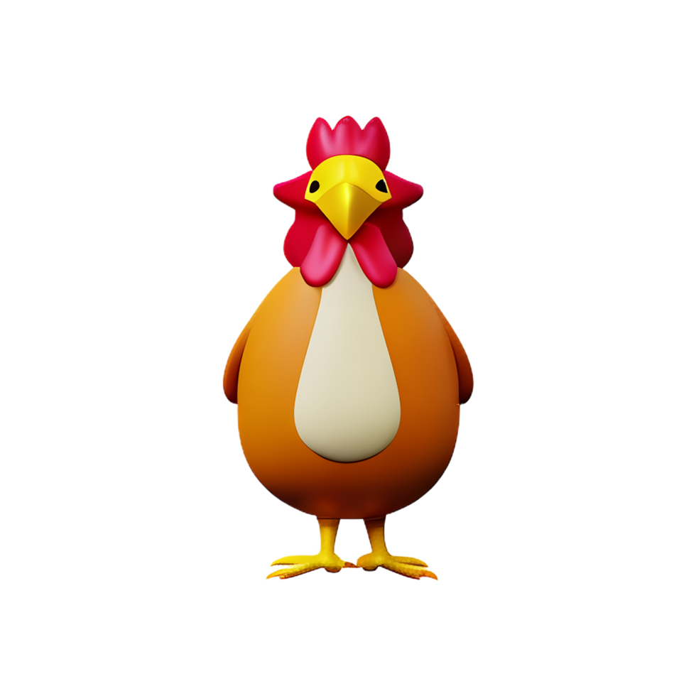 chicken 3d rendering icon illustration png