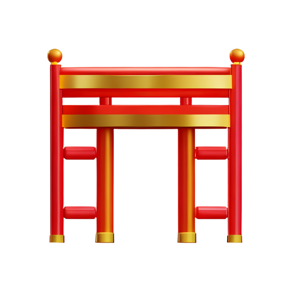chinese new year icon gold temple gate 3d render png