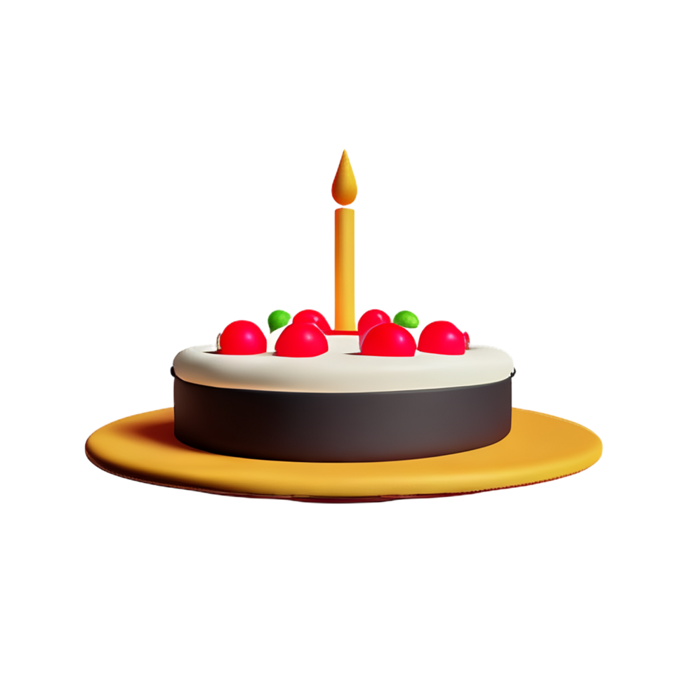 Birthday cake 3d rendering icon illustration png