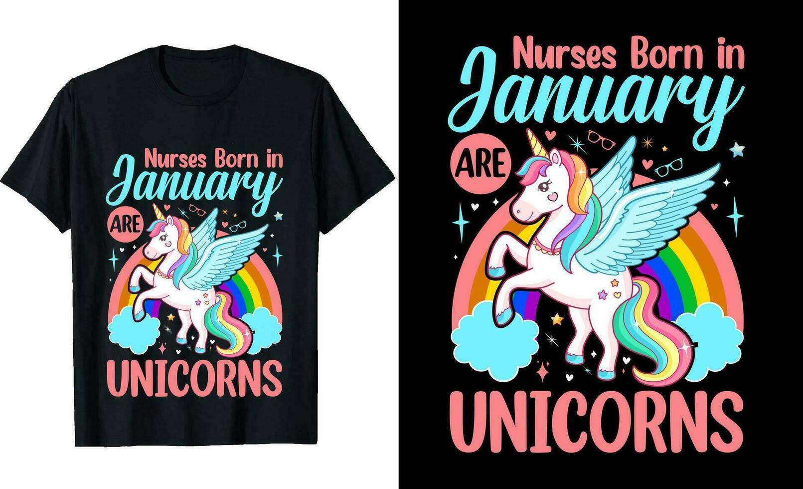 Nurses Born in January are Unicorns t shirt design Birthday Month T Shirt vector