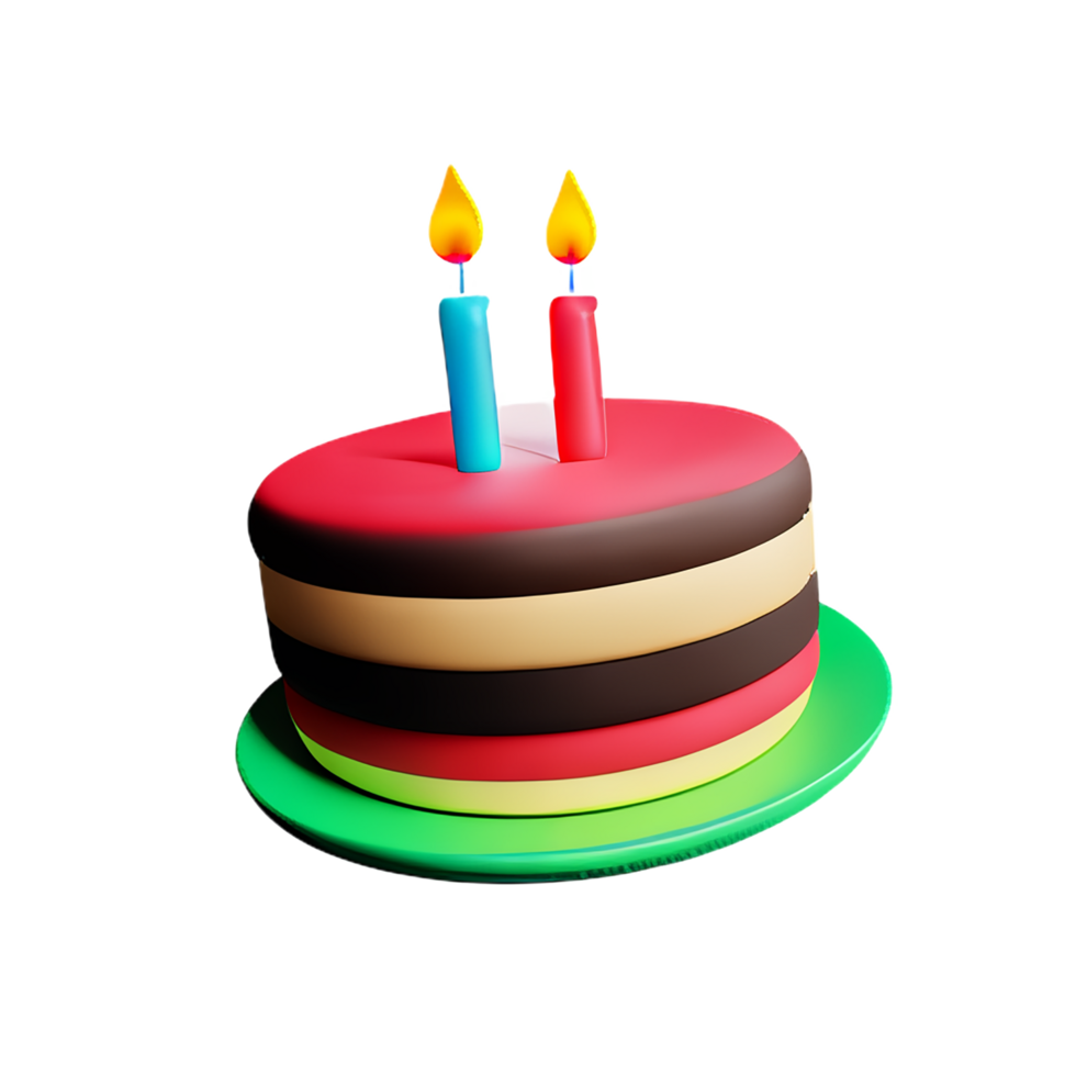 Birthday cake 3d rendering icon illustration png
